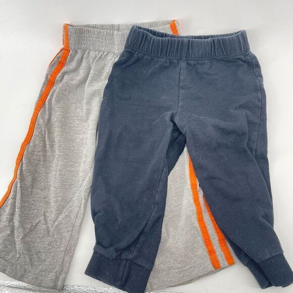 2 pair 18 months toddler pants joggers lightweight black grey grey orange - Picture 6 of 6